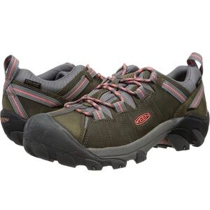 Keen Olive Green Athletic Hiking Shoes with Coral Accents